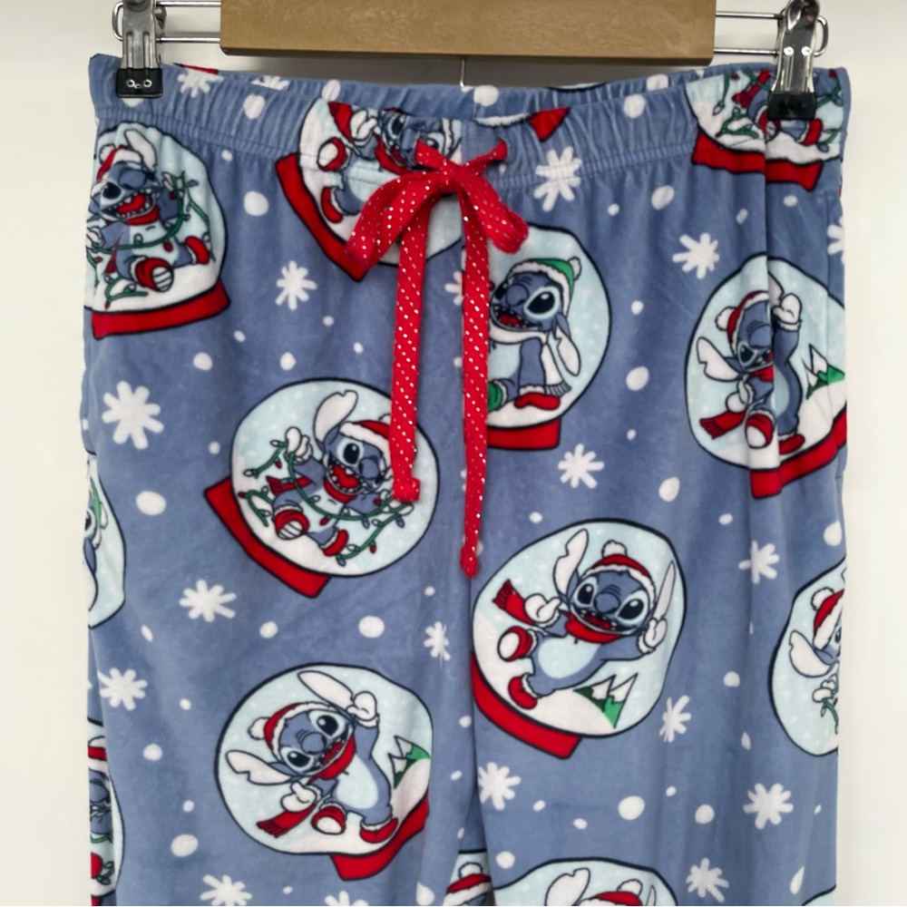 Disney Stitch Christmas Pajama Pants Women Small Fleece Jogger with Pockets - Picture 5 of 12